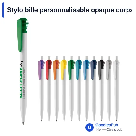 Stylo bille personnalisable opaque corps blanc 14,7 cm avec logo - Cosmo