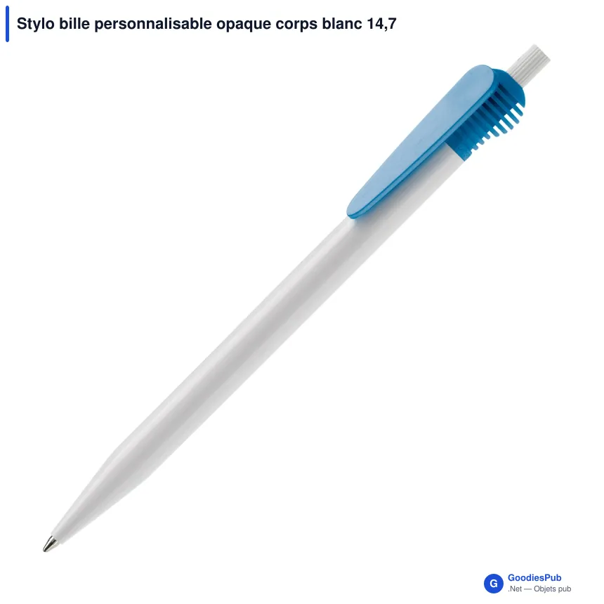 Stylo bille personnalisable opaque corps blanc 14,7 cm avec logo - Cosmo - Image 5