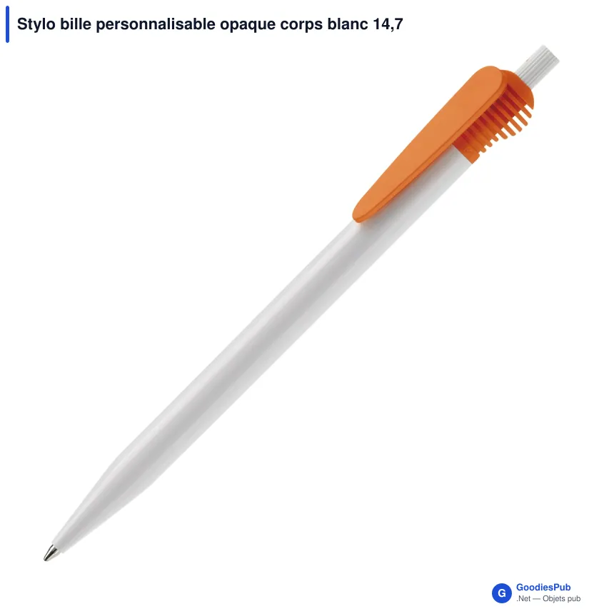 Stylo bille personnalisable opaque corps blanc 14,7 cm avec logo - Cosmo - Image 6
