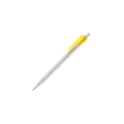 Variante Blanc / jaune - Stylo bille personnalisable opaque corps blanc 14,7 cm avec logo - Cosmo