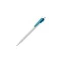 Variante Blanc / Turquoise - Stylo bille personnalisable opaque corps blanc 14,7 cm avec logo - Cosmo