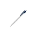 Variante Blanc / bleu foncé - Stylo bille personnalisable opaque corps blanc 14,7 cm avec logo - Cosmo