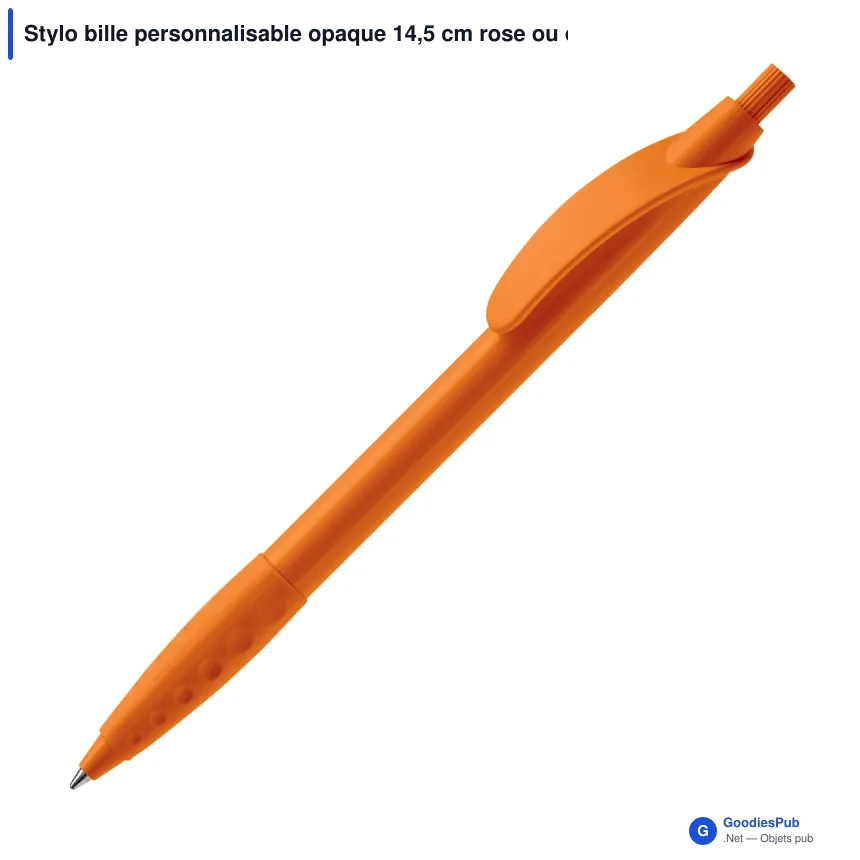 Stylo bille personnalisable opaque 14,5 cm rose ou orange avec logo - Cosmo - Image 8