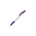 Variante Blanc / Violet - Stylo bille personnalisable opaque 14,5 cm rose ou orange avec logo - Cosmo
