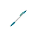 Variante Blanc / Turquoise - Stylo bille personnalisable opaque 14,5 cm rose ou orange avec logo - Cosmo
