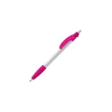 Variante Blanc / rose - Stylo bille personnalisable opaque 14,5 cm rose ou orange avec logo - Cosmo