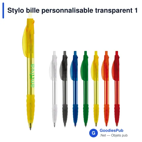 Stylo bille personnalisable transparent 14,5 cm tampographie avec logo - Cosmo