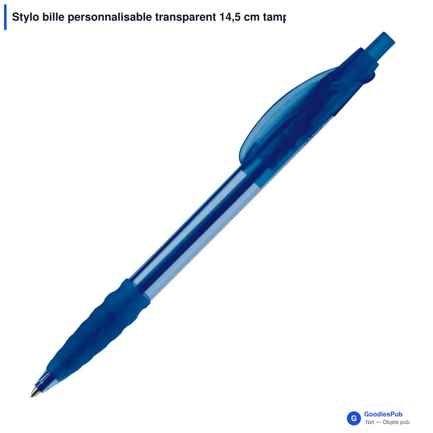 Stylo bille personnalisable transparent 14,5 cm tampographie avec logo - Cosmo - Image 2