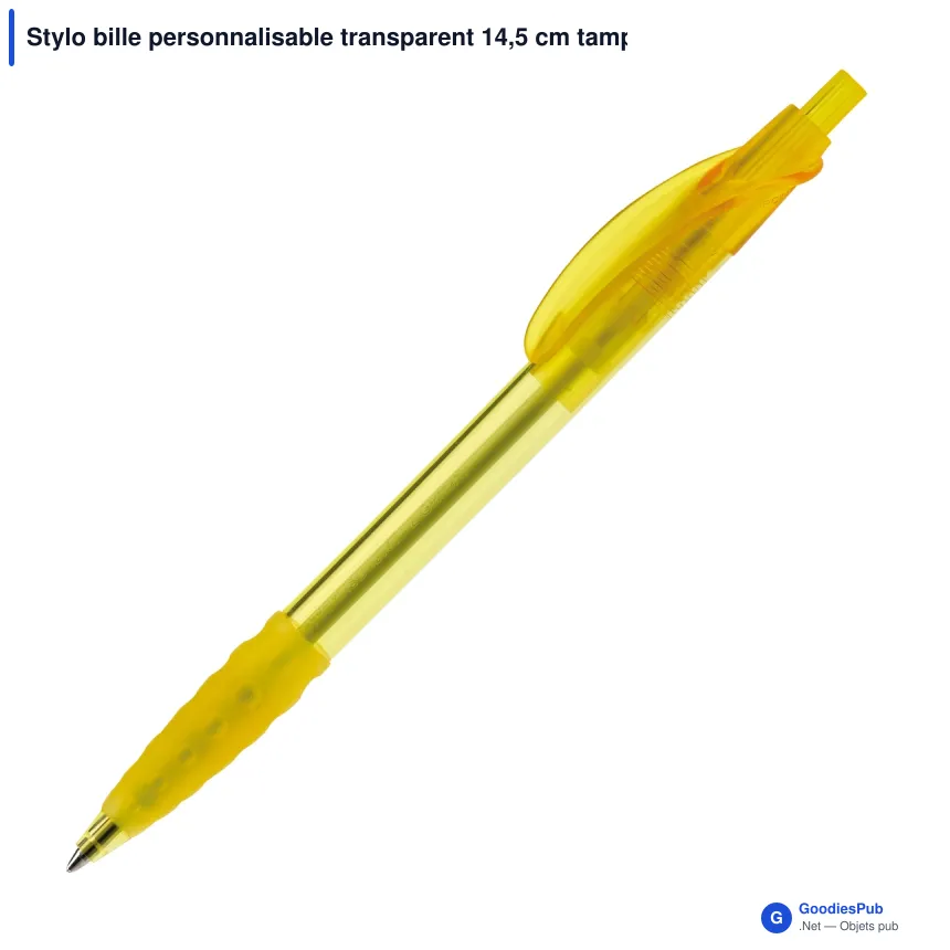 Stylo bille personnalisable transparent 14,5 cm tampographie avec logo - Cosmo - Image 3