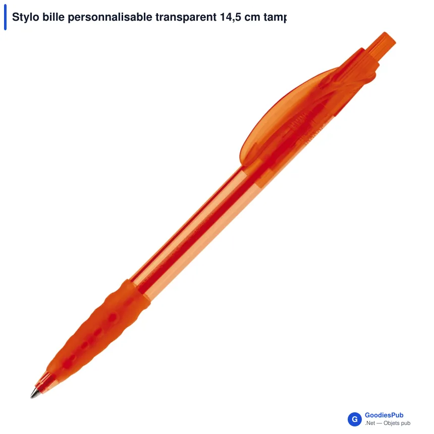 Stylo bille personnalisable transparent 14,5 cm tampographie avec logo - Cosmo - Image 6