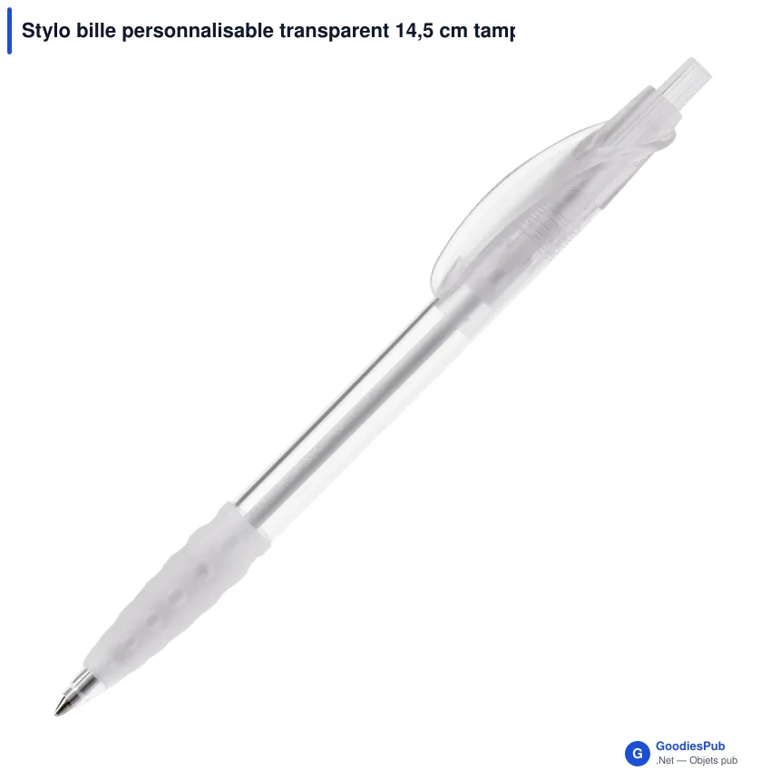 Stylo bille personnalisable transparent 14,5 cm tampographie avec logo - Cosmo - Image 8