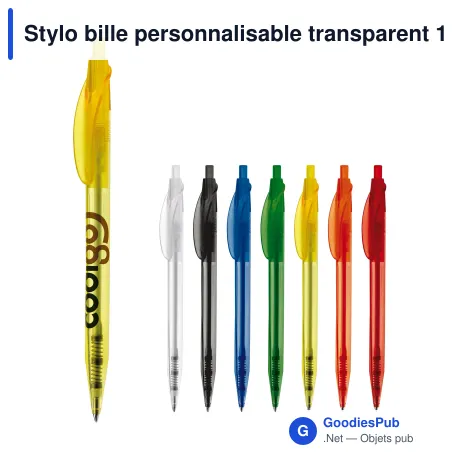 Stylo bille personnalisable transparent 14,5 cm impression 3D avec logo - Cosmo