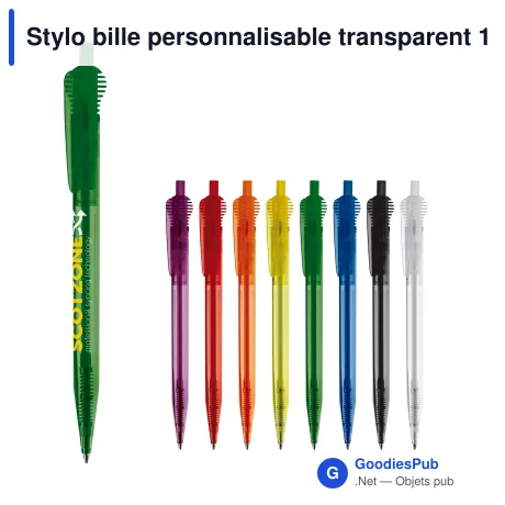 Stylo bille personnalisable transparent 14,7 cm avec logo - Cosmo
