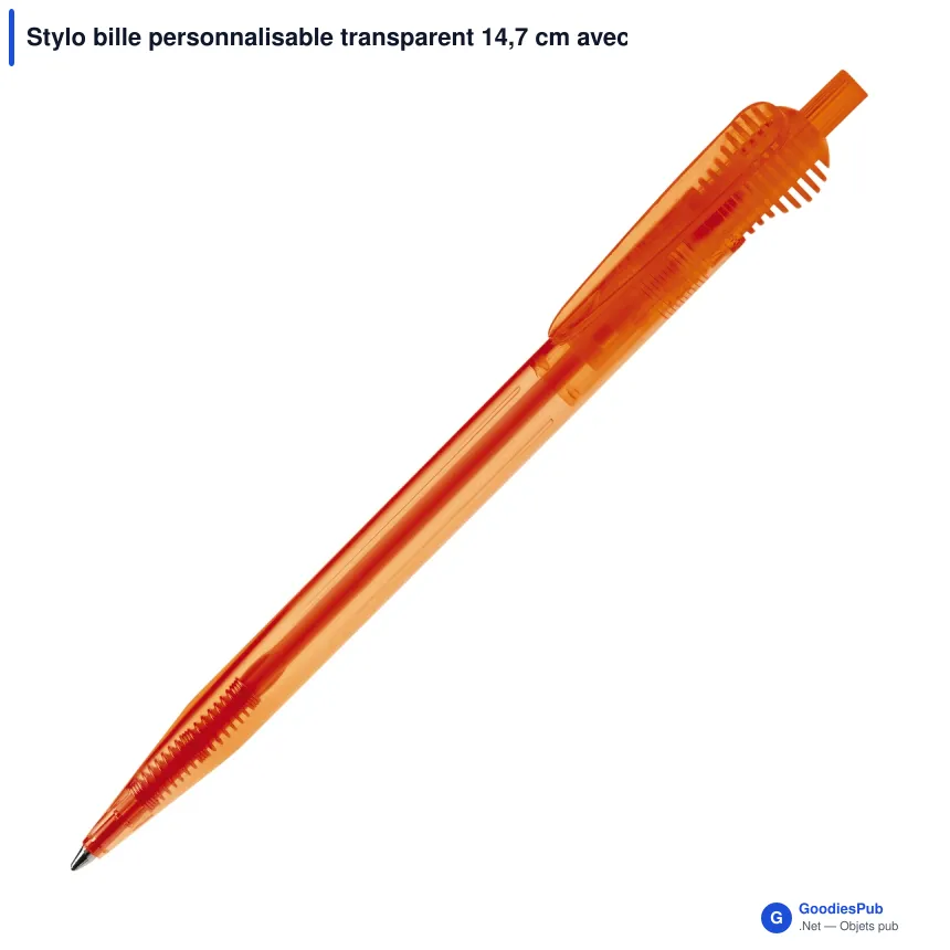 Stylo bille personnalisable transparent 14,7 cm avec logo - Cosmo - Image 4
