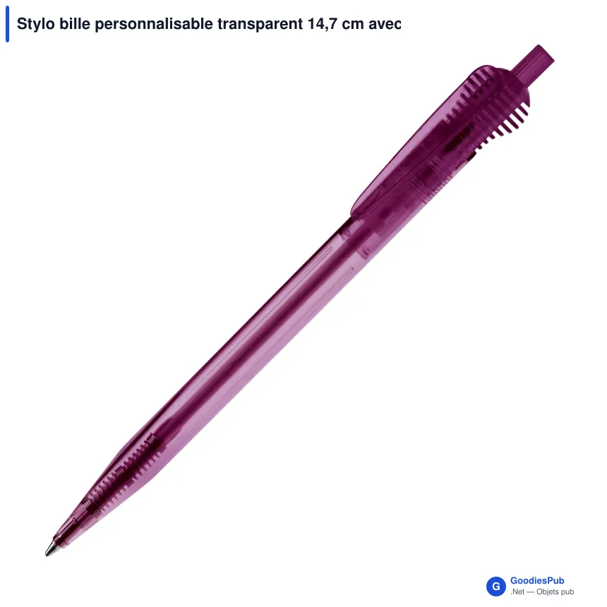 Stylo bille personnalisable transparent 14,7 cm avec logo - Cosmo - Image 9