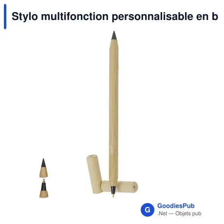 Stylo multifonction personnalisable en bambou avec logo - Pikford