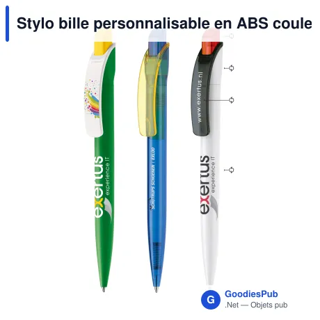 Stylo bille personnalisable en ABS couleurs combinées avec logo - Cube Combi