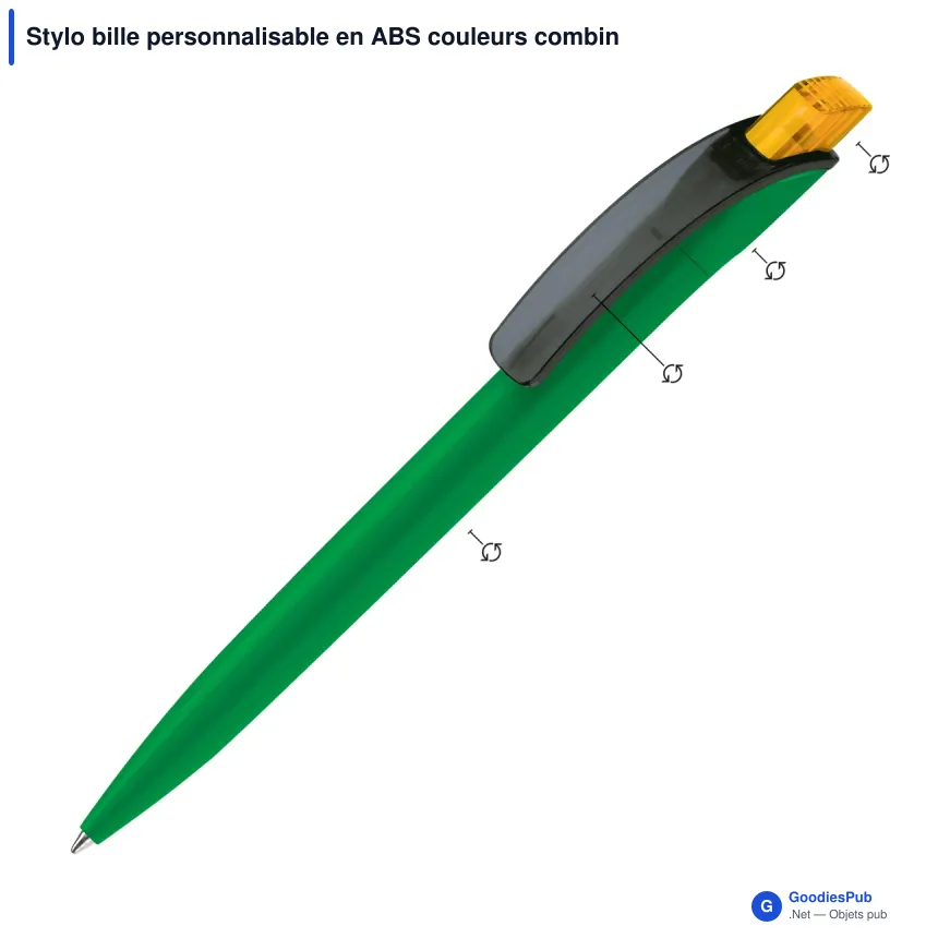 Stylo bille personnalisable en ABS couleurs combinées avec logo - Cube Combi - Image 2