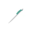 Variante Blanc / Turquoise - Stylo bille personnalisable opaque en ABS avec logo - Cube Opaque