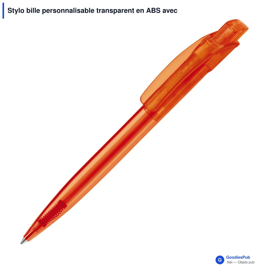 Stylo bille personnalisable transparent en ABS avec logo - Cube Transparent - Image 2