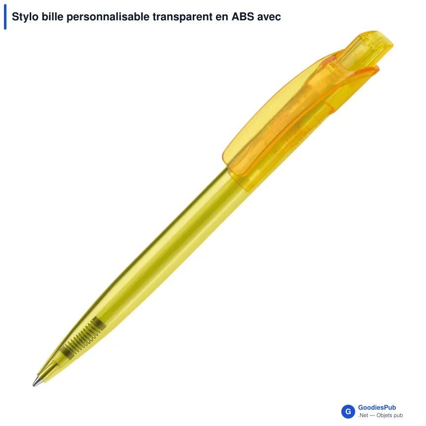 Stylo bille personnalisable transparent en ABS avec logo - Cube Transparent - Image 3