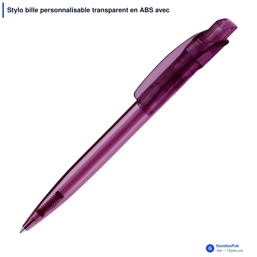 Stylo bille personnalisable transparent en ABS avec logo - Cube Transparent - Image 4