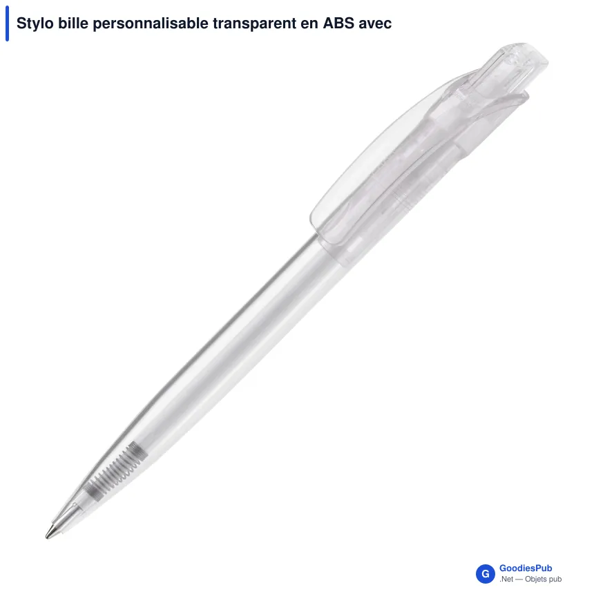 Stylo bille personnalisable transparent en ABS avec logo - Cube Transparent - Image 8