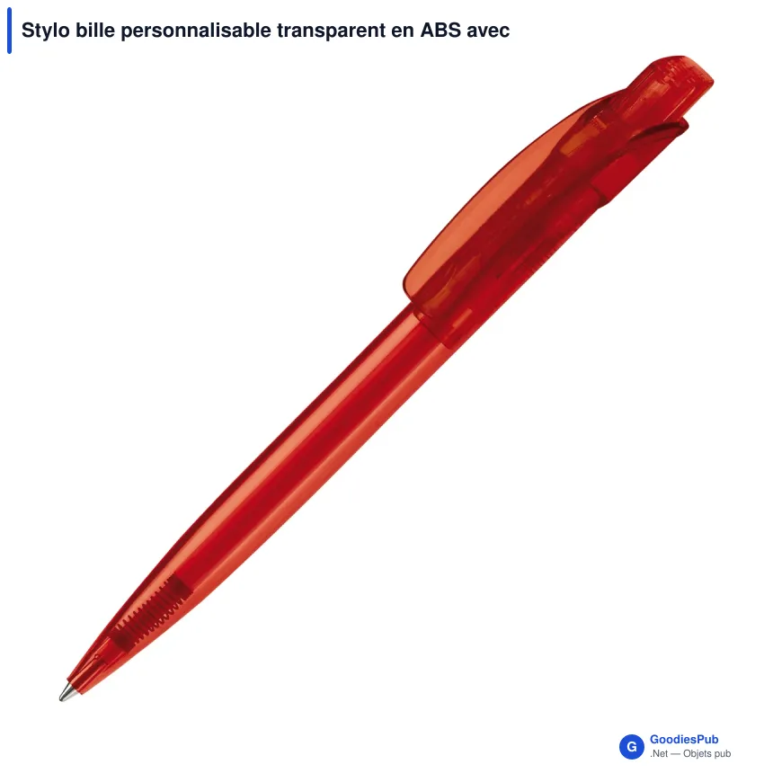 Stylo bille personnalisable transparent en ABS avec logo - Cube Transparent - Image 9