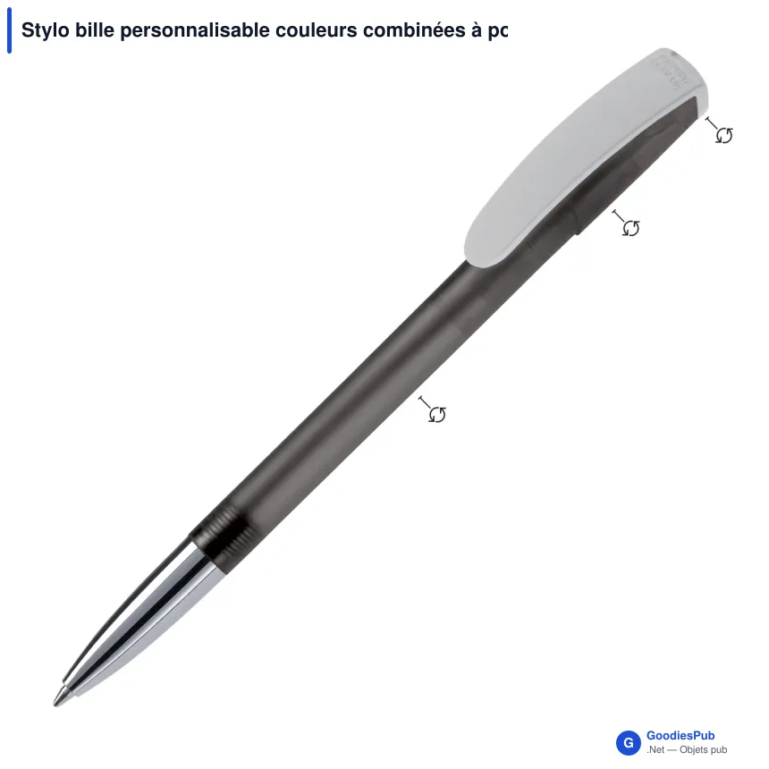 Stylo bille personnalisable couleurs combinées à pointe métal avec logo - Deniro - Image 2