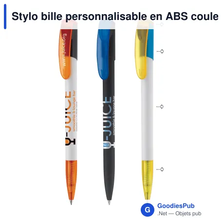 Stylo bille personnalisable en ABS couleurs combinées avec logo - Deniro Combi