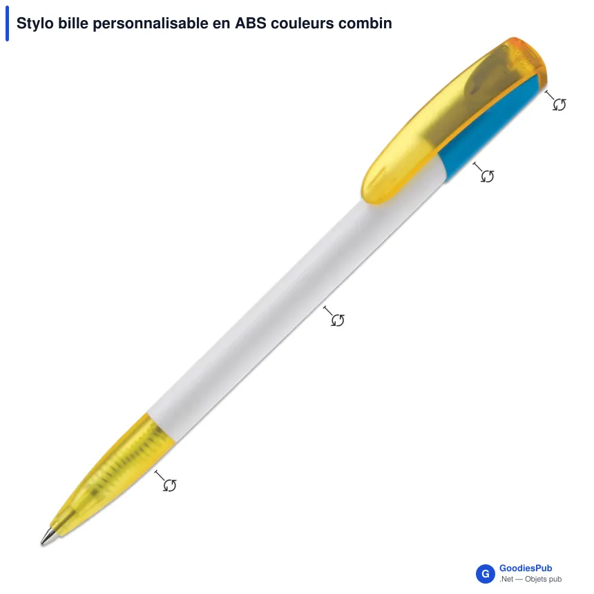 Stylo bille personnalisable en ABS couleurs combinées avec logo - Deniro Combi - Image 2