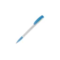 Variante Blanc / Bleu clair - Stylo bille personnalisable opaque en ABS avec logo - Deniro Opaque