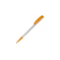 Variante Blanc / Orange - Stylo bille personnalisable opaque en ABS avec logo - Deniro Opaque