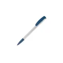 Variante Blanc / bleu foncé - Stylo bille personnalisable opaque en ABS avec logo - Deniro Opaque