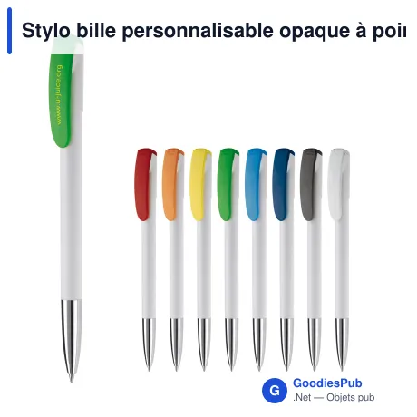 Stylo bille personnalisable opaque à pointe métal avec logo - Deniro Opaque