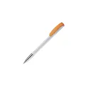Variante Blanc / Orange - Stylo bille personnalisable opaque à pointe métal avec logo - Deniro Opaque