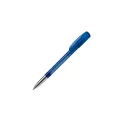 Variante Bleu ciel givré - Stylo bille personnalisable givré à pointe métal avec logo - Deniro Transparent