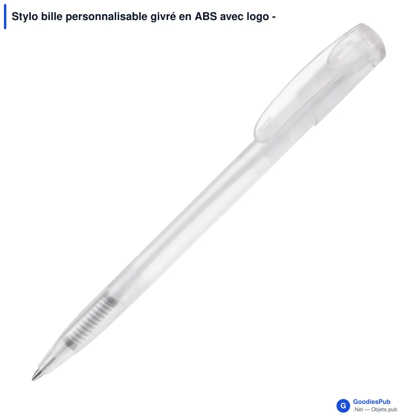 Stylo bille personnalisable givré en ABS avec logo - Deniro Transparent - Image 2