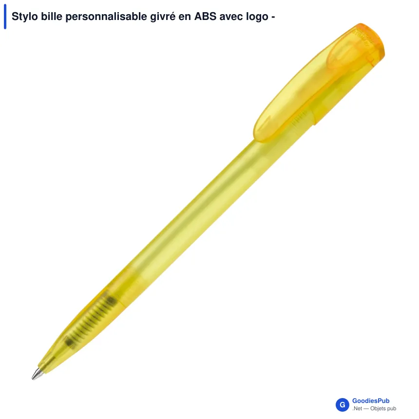 Stylo bille personnalisable givré en ABS avec logo - Deniro Transparent - Image 3