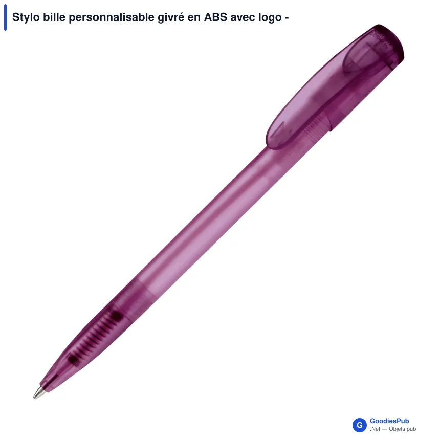 Stylo bille personnalisable givré en ABS avec logo - Deniro Transparent - Image 5