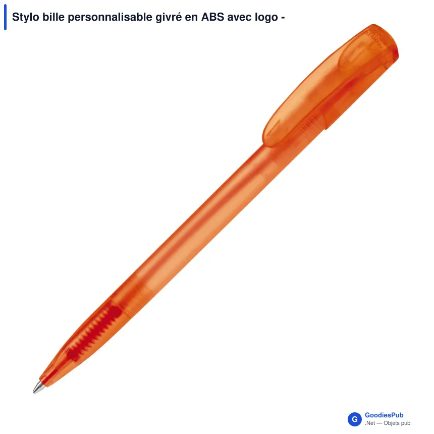 Stylo bille personnalisable givré en ABS avec logo - Deniro Transparent - Image 6