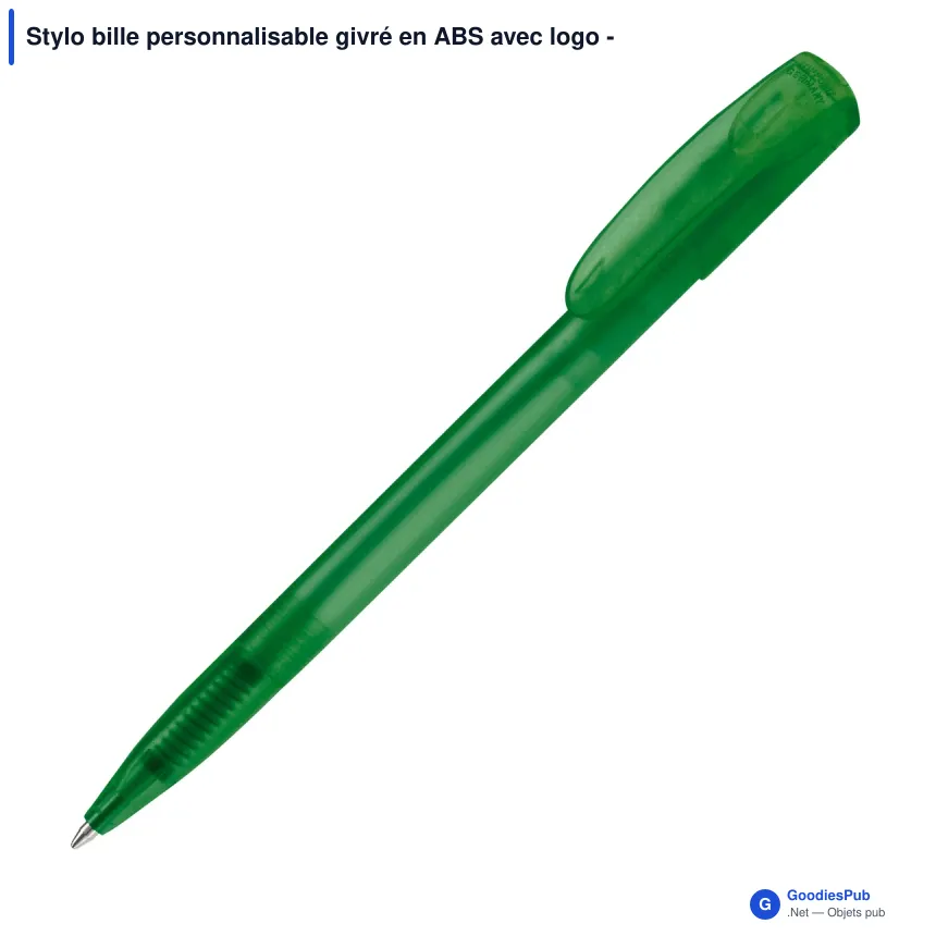 Stylo bille personnalisable givré en ABS avec logo - Deniro Transparent - Image 7