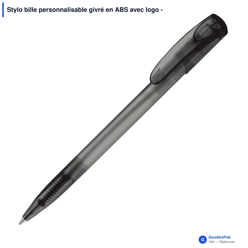 Stylo bille personnalisable givré en ABS avec logo - Deniro Transparent - Image 8