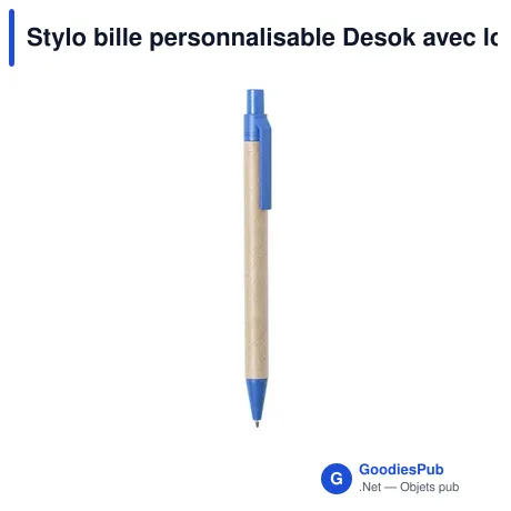 Stylo bille personnalisable Desok avec logo en carton recyclé