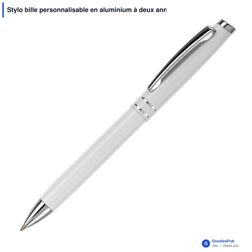 Stylo bille personnalisable en aluminium à deux anneaux avec logo - Deux Anneaux - Image 3