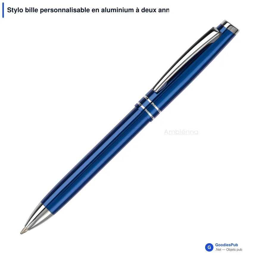 Stylo bille personnalisable en aluminium à deux anneaux avec logo - Deux Anneaux - Image 4