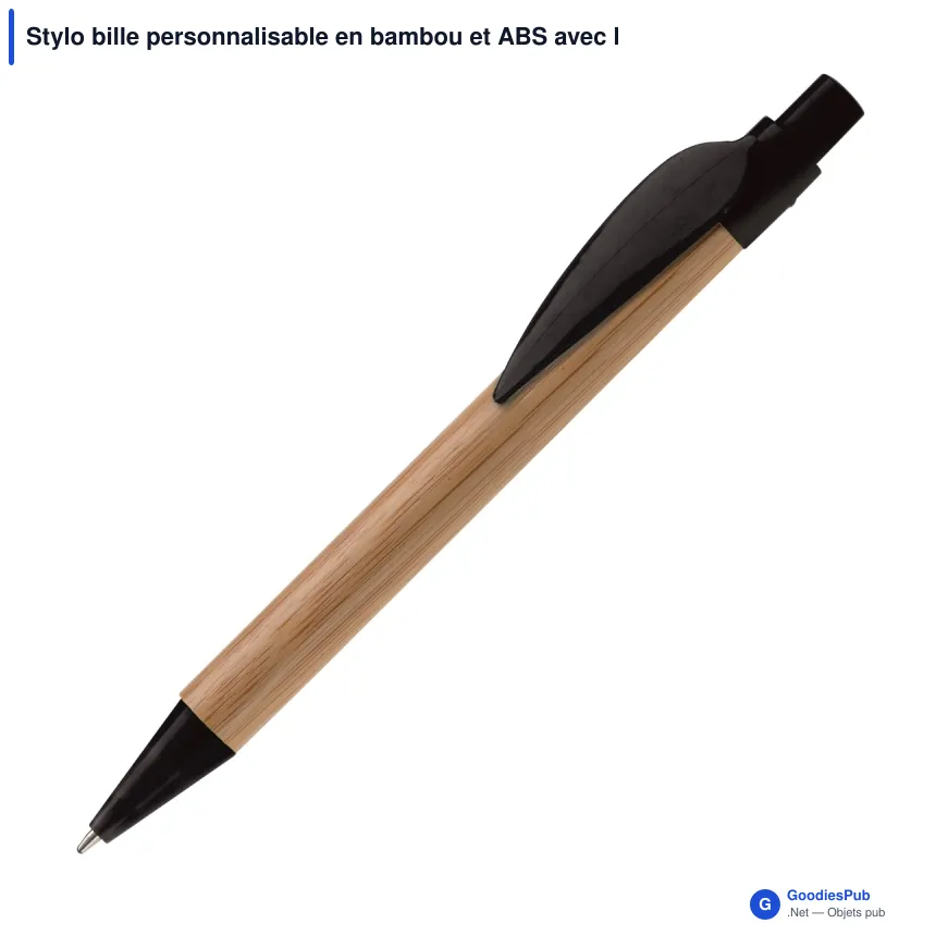 Stylo bille personnalisable en bambou et ABS avec logo - Eco Leaf - Image 2