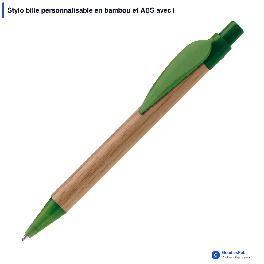 Stylo bille personnalisable en bambou et ABS avec logo - Eco Leaf - Image 3