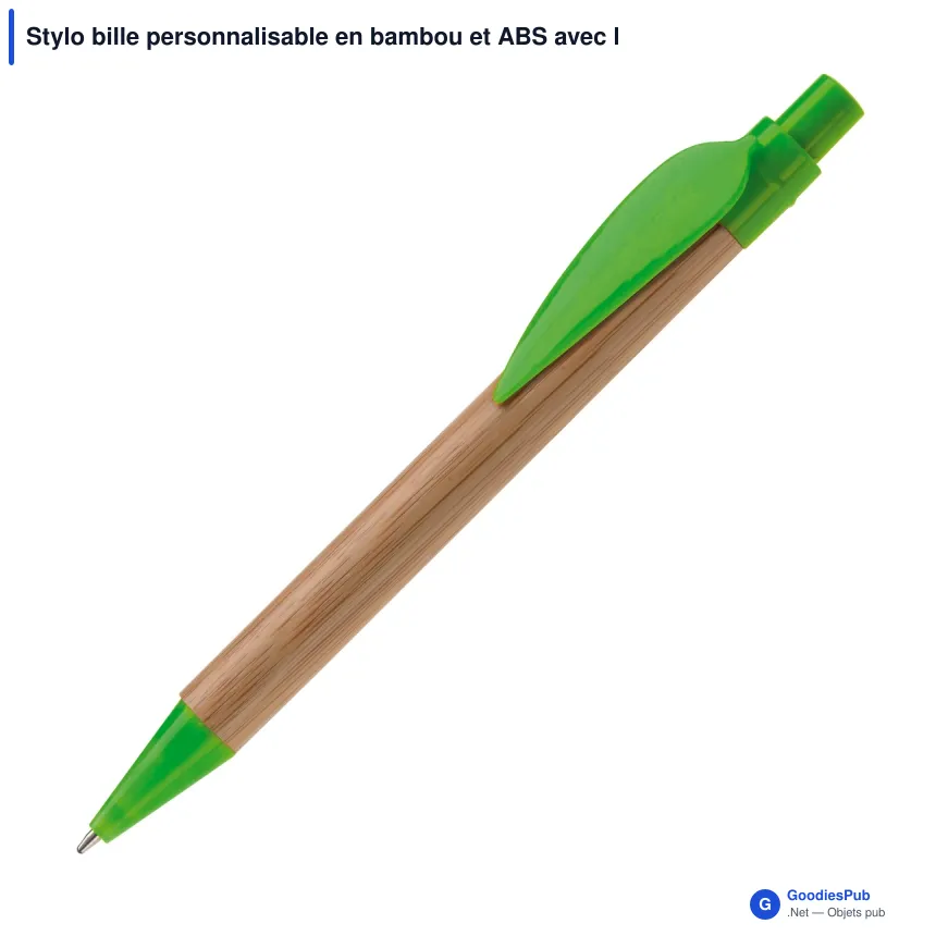 Stylo bille personnalisable en bambou et ABS avec logo - Eco Leaf - Image 4