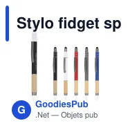 Stylo fidget spinner personnalisable en bambou et aluminium recyclé avec logo - Miniature 1